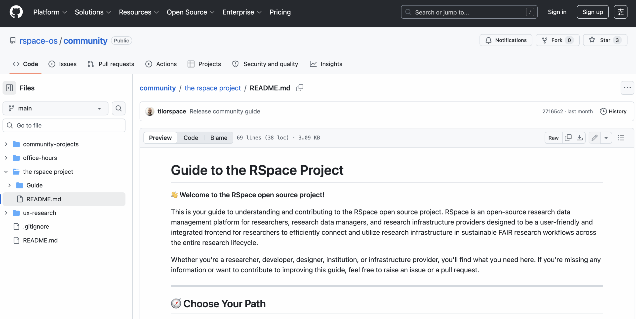 A screenshot of the RSpace contributor guide.